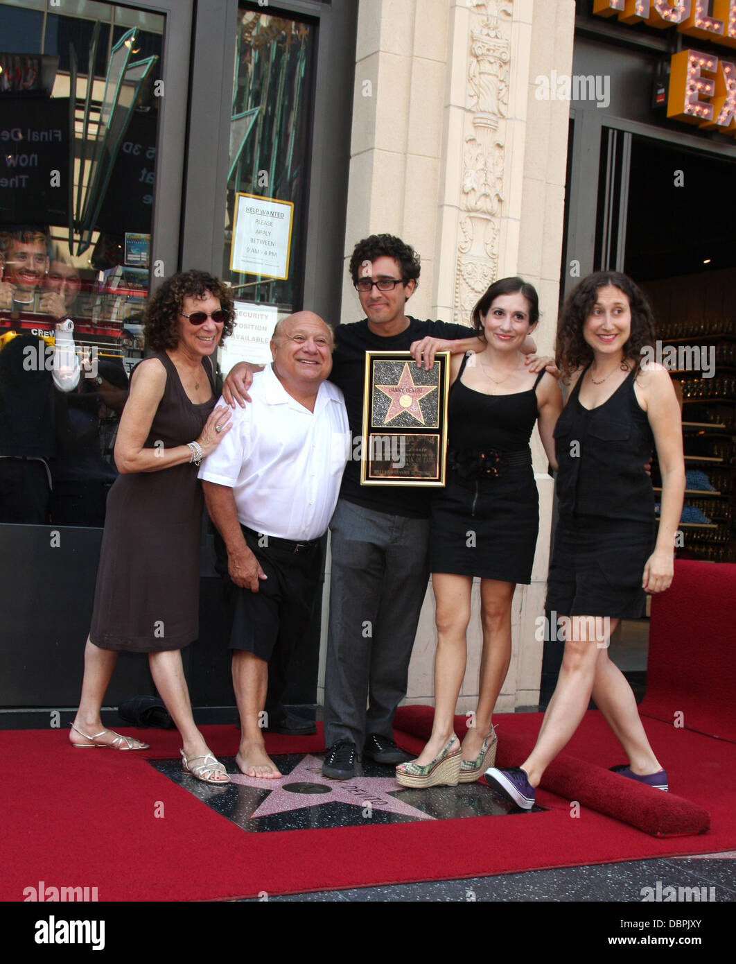 Rhea Perlman and Danny DeVito with their children Danny DeVito is honoured with a star on the Hollywood Walk of Fame, held on Hollywood Boulevard Los Angeles, California - 18.08.11 Stock Photo