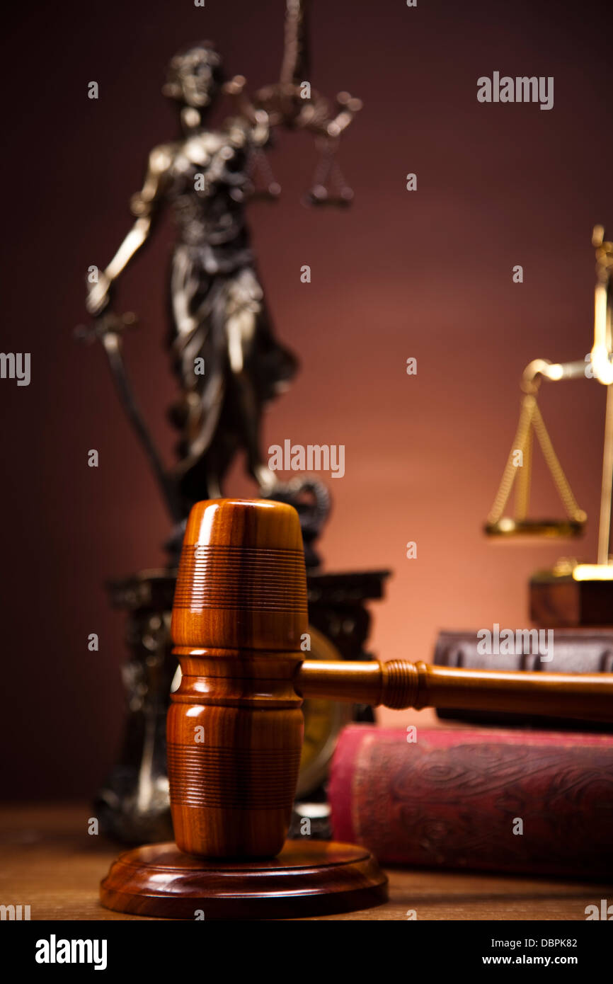 Wooden gavel barrister, justice concept Stock Photo
