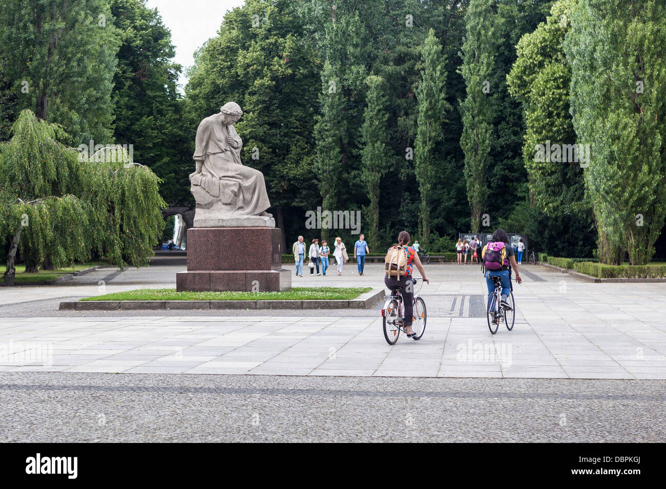 Soviet War memorial - Treptower Park, Berlin,Germany. Sculpture of weeping woman represents motherland mourning loss of 7000 soldiers who died in WWll Stock Photo