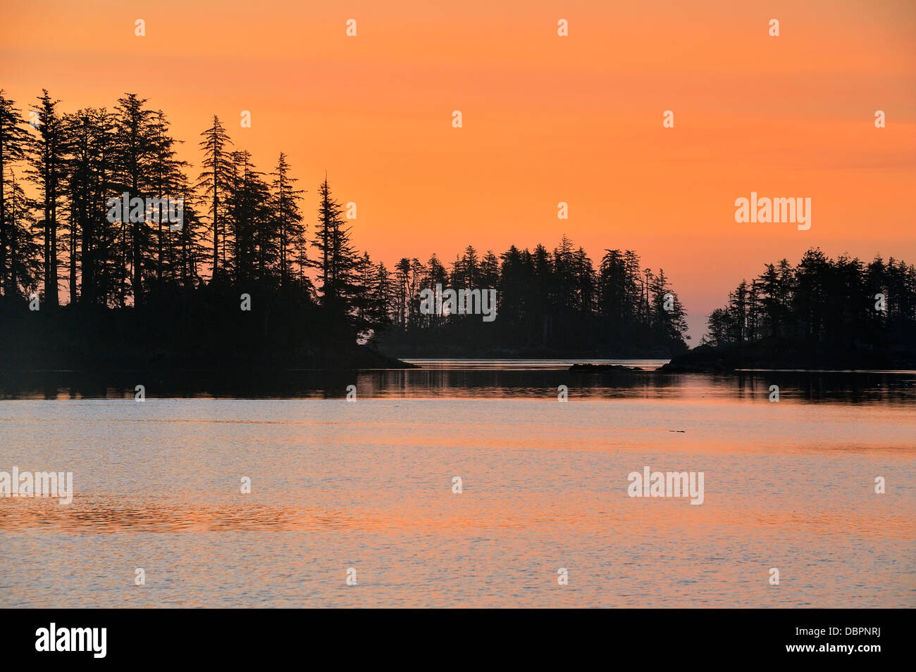 Dawn skies over Rose Harbour Haida Gwaii Queen Charlotte Islands Gwaii ...