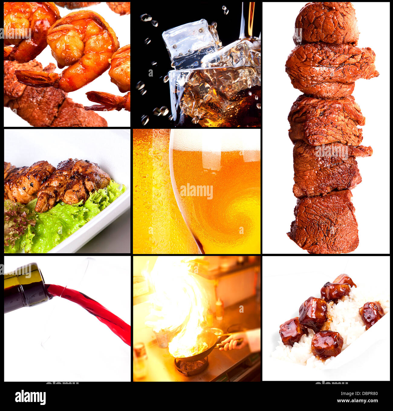 Collection of different meat dishes and alcohol drinks Stock Photo Alamy