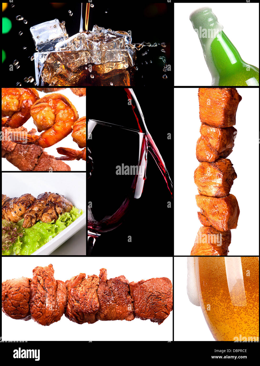 Collection of different meat dishes and alcohol drinks Stock Photo Alamy