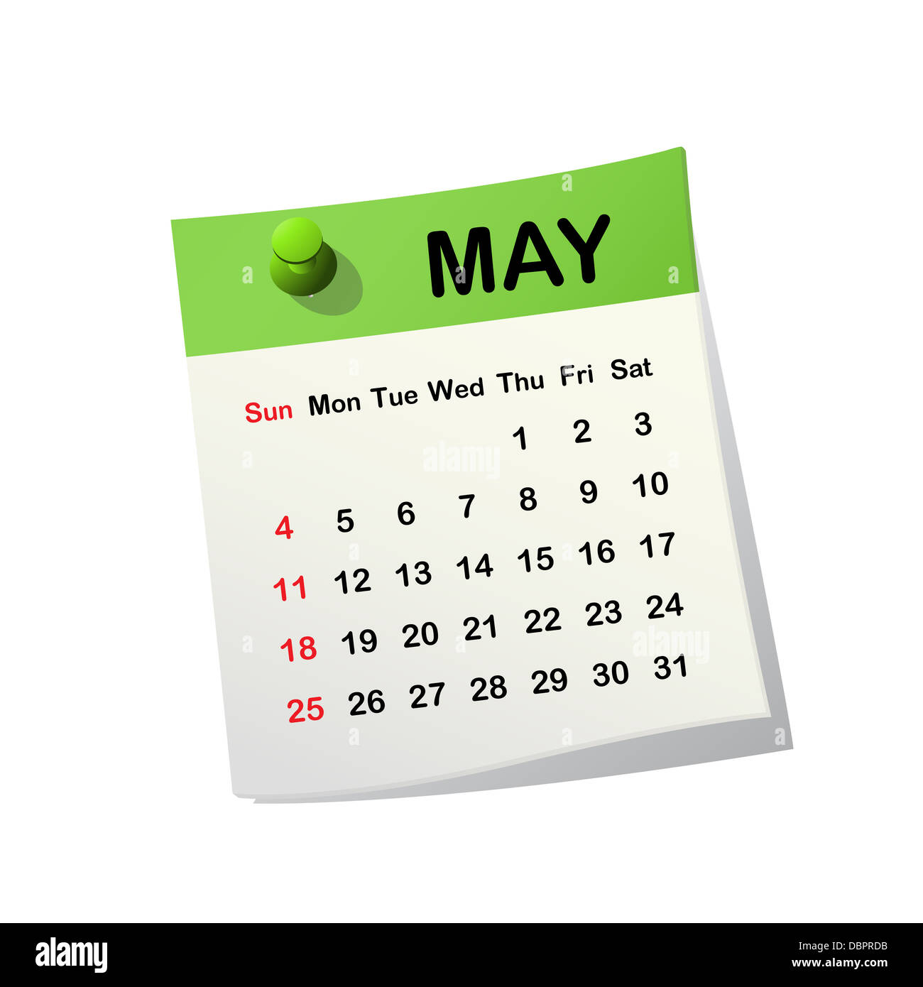 2014 paper sheet calendar for May Stock Photo - Alamy