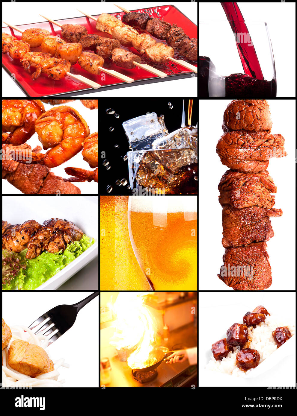 Collection of different meat dishes and alcohol drinks Stock Photo Alamy