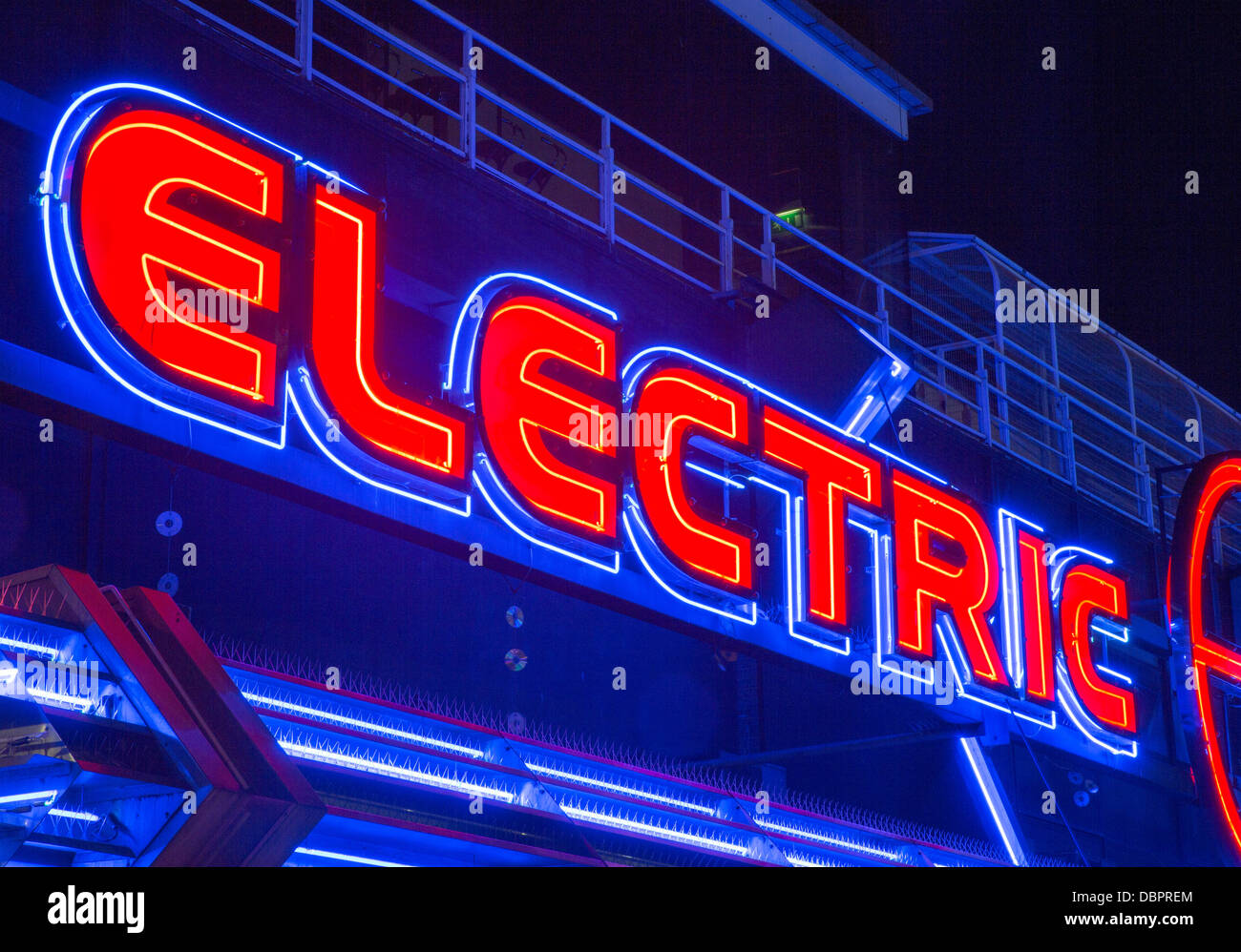 31/07/2013 Electric Avenue amusement arcade neon sign on the seafront