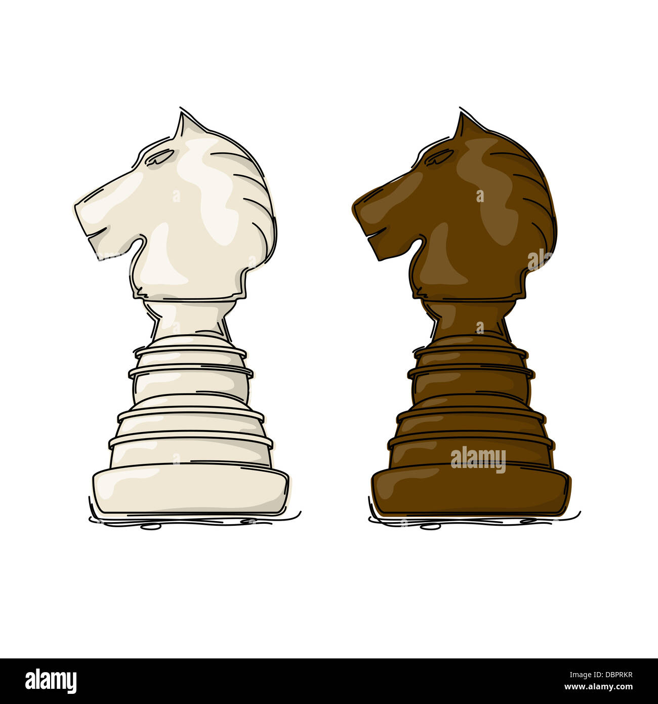 Chess knight drawing against white background Stock Photo Alamy