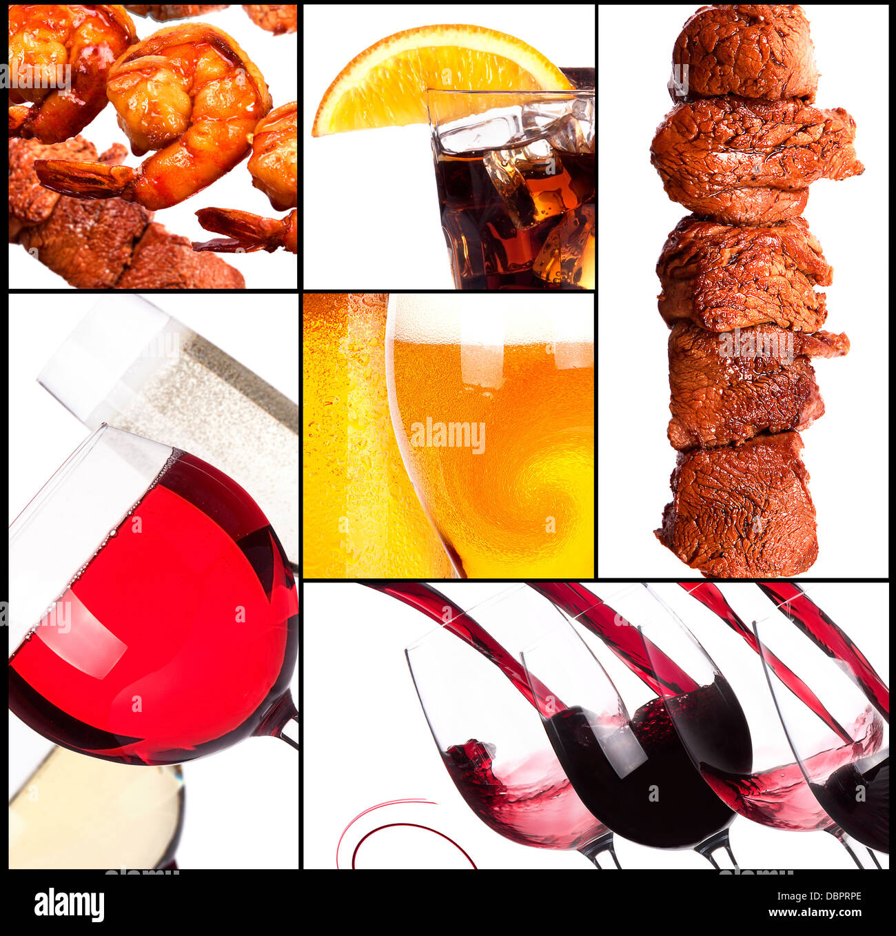 Collection of different meat dishes and alcohol drinks Stock Photo Alamy