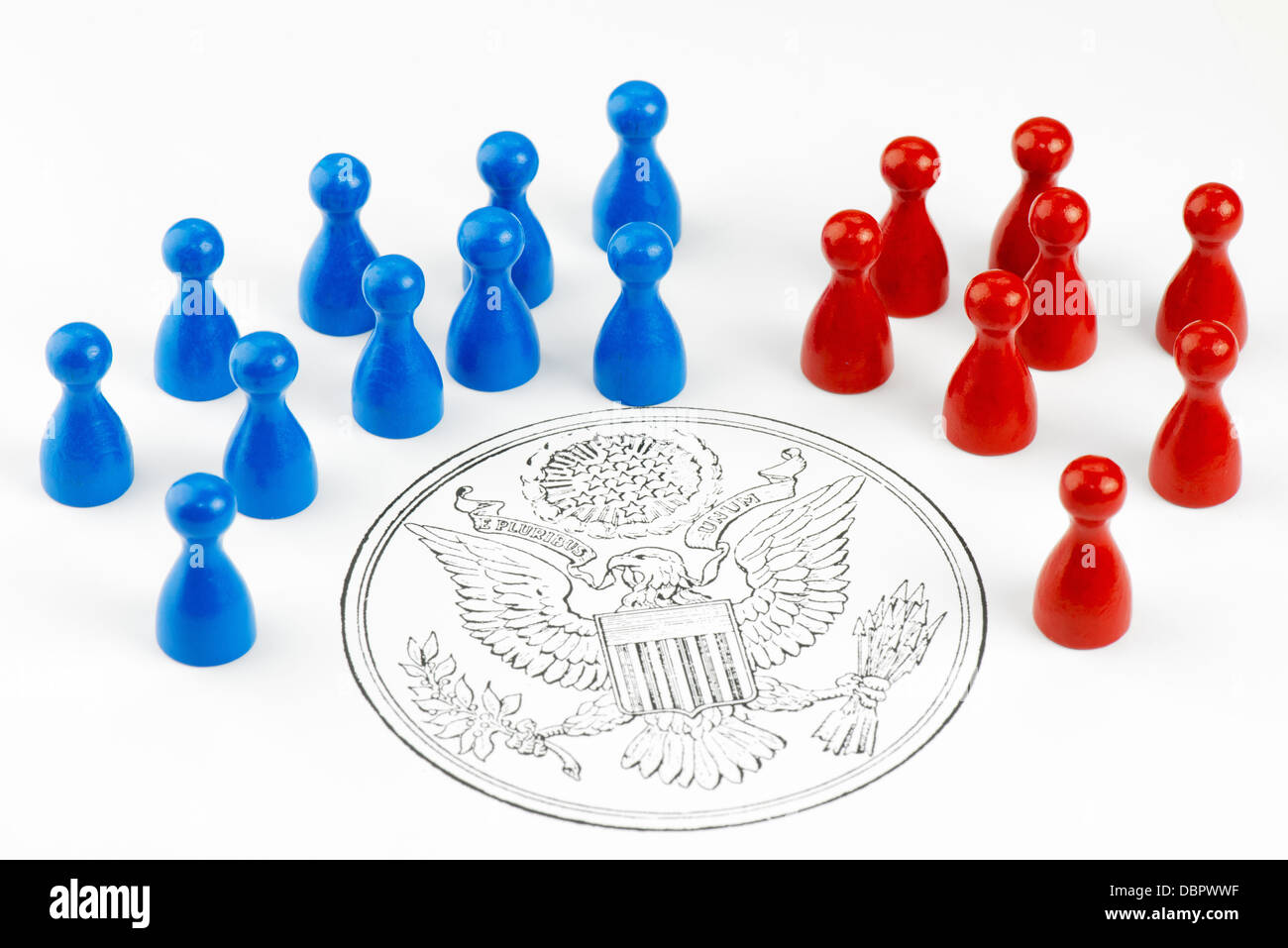 Game figures with Great Seal symbolizing the major political parties  in the United States. Stock Photo
