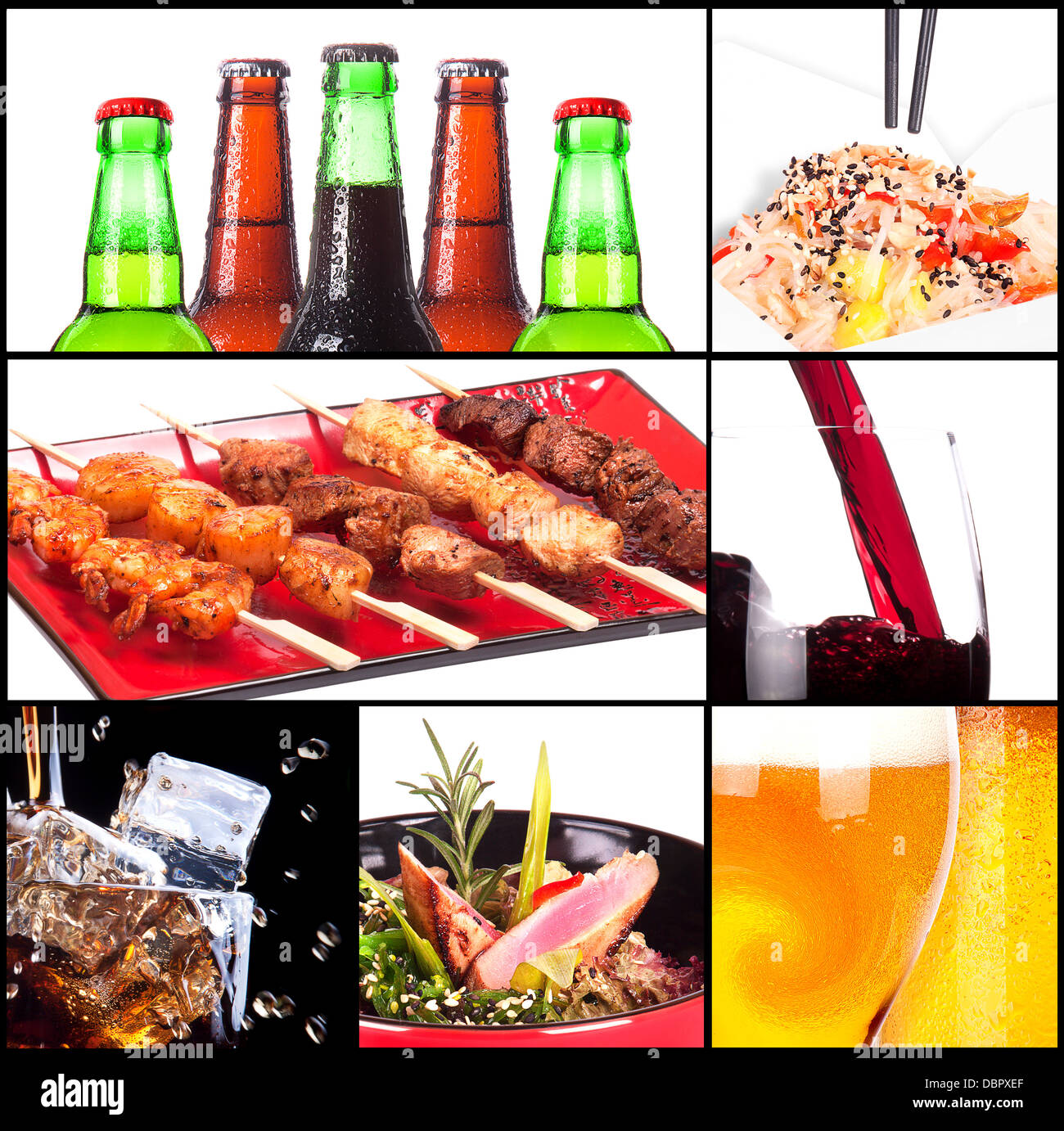 Collection of different meat dishes and alcohol drinks Stock Photo Alamy