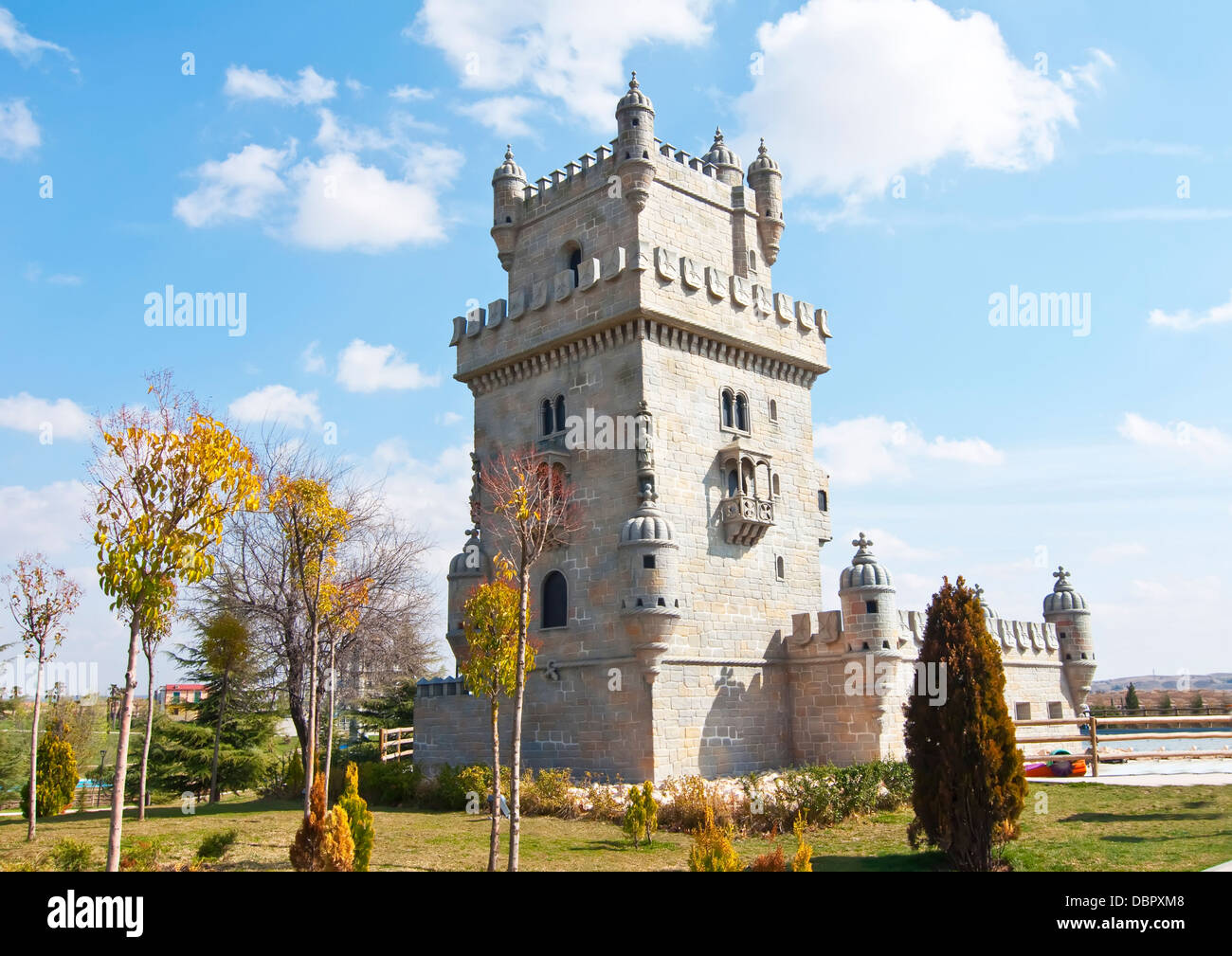 Tower of Belem in scale in Europa Park, Torrejon de Ardoz, Madrid Stock Photo