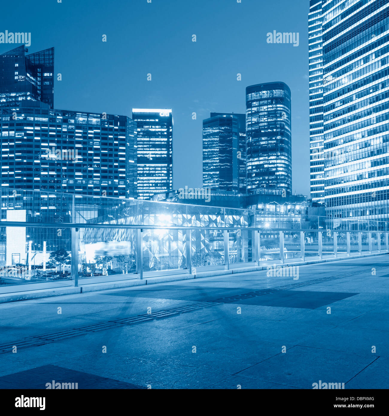 light trails on the street with modern building background in shanghai ...