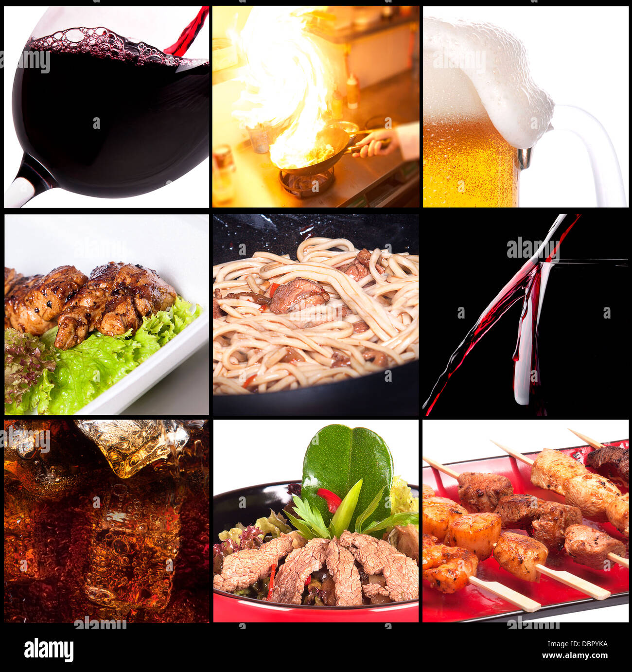 Collection of different meat dishes and alcohol drinks Stock Photo Alamy