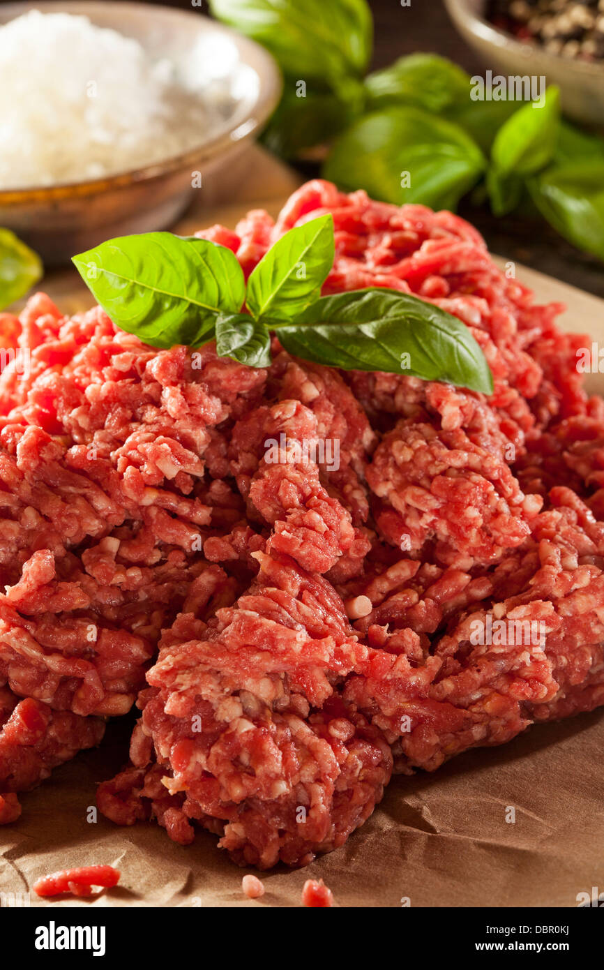 Organic Raw Grass Fed Ground Beef on Butcher Paper Stock Photo Alamy