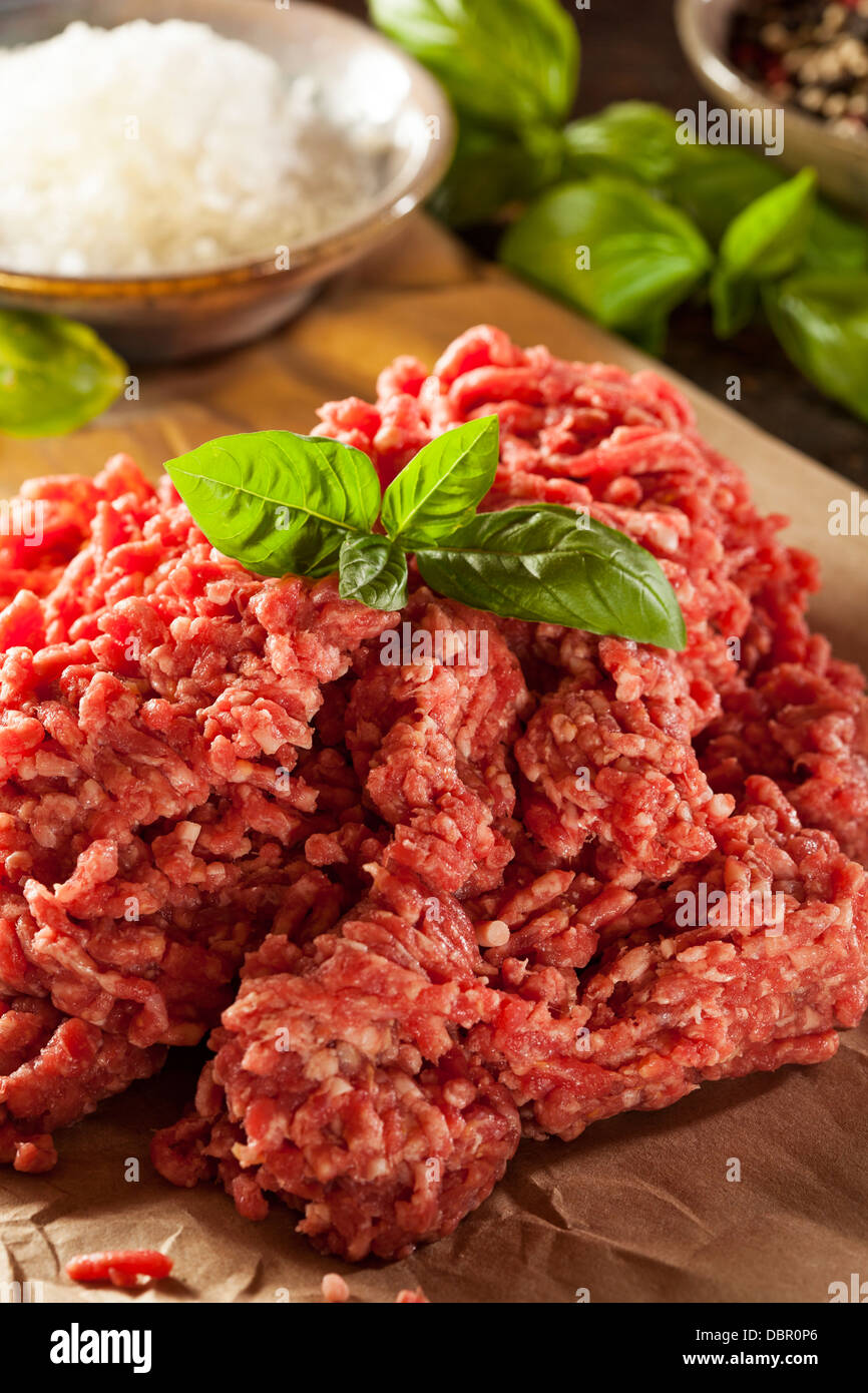 Organic Raw Grass Fed Ground Beef on Butcher Paper Stock Photo Alamy