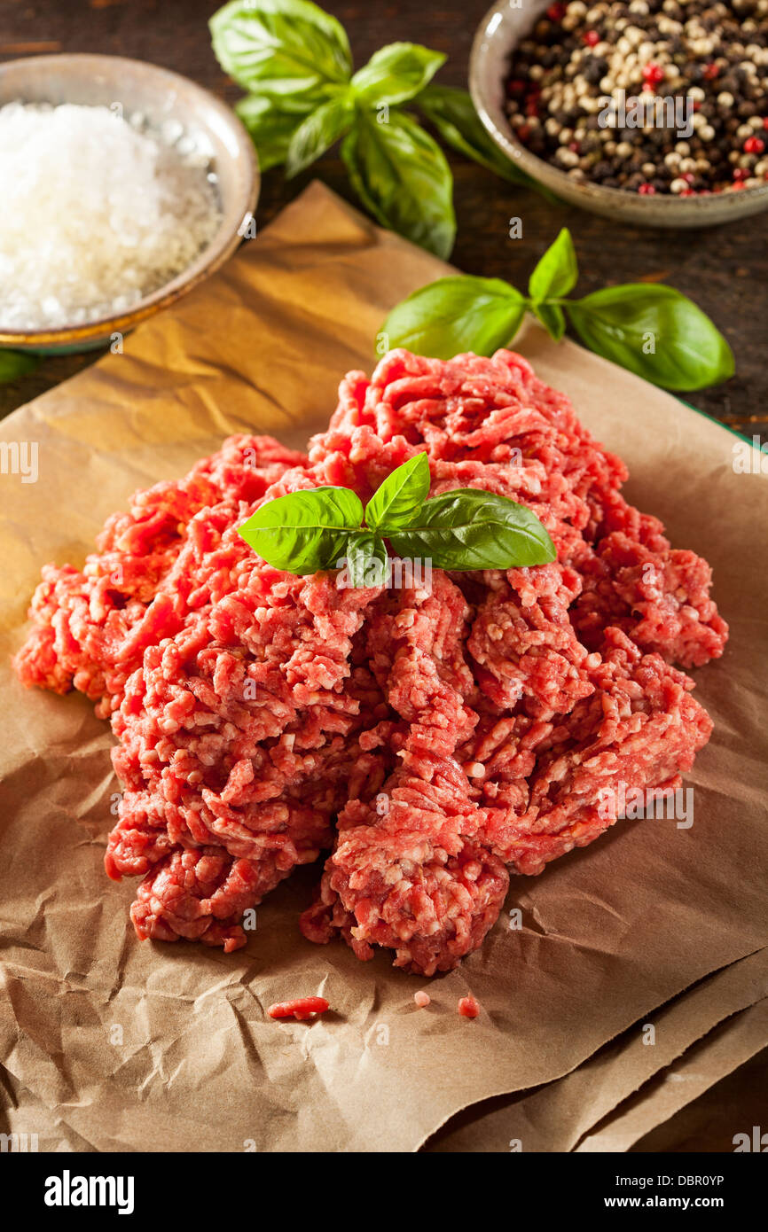 Organic Raw Grass Fed Ground Beef on Butcher Paper Stock Photo Alamy