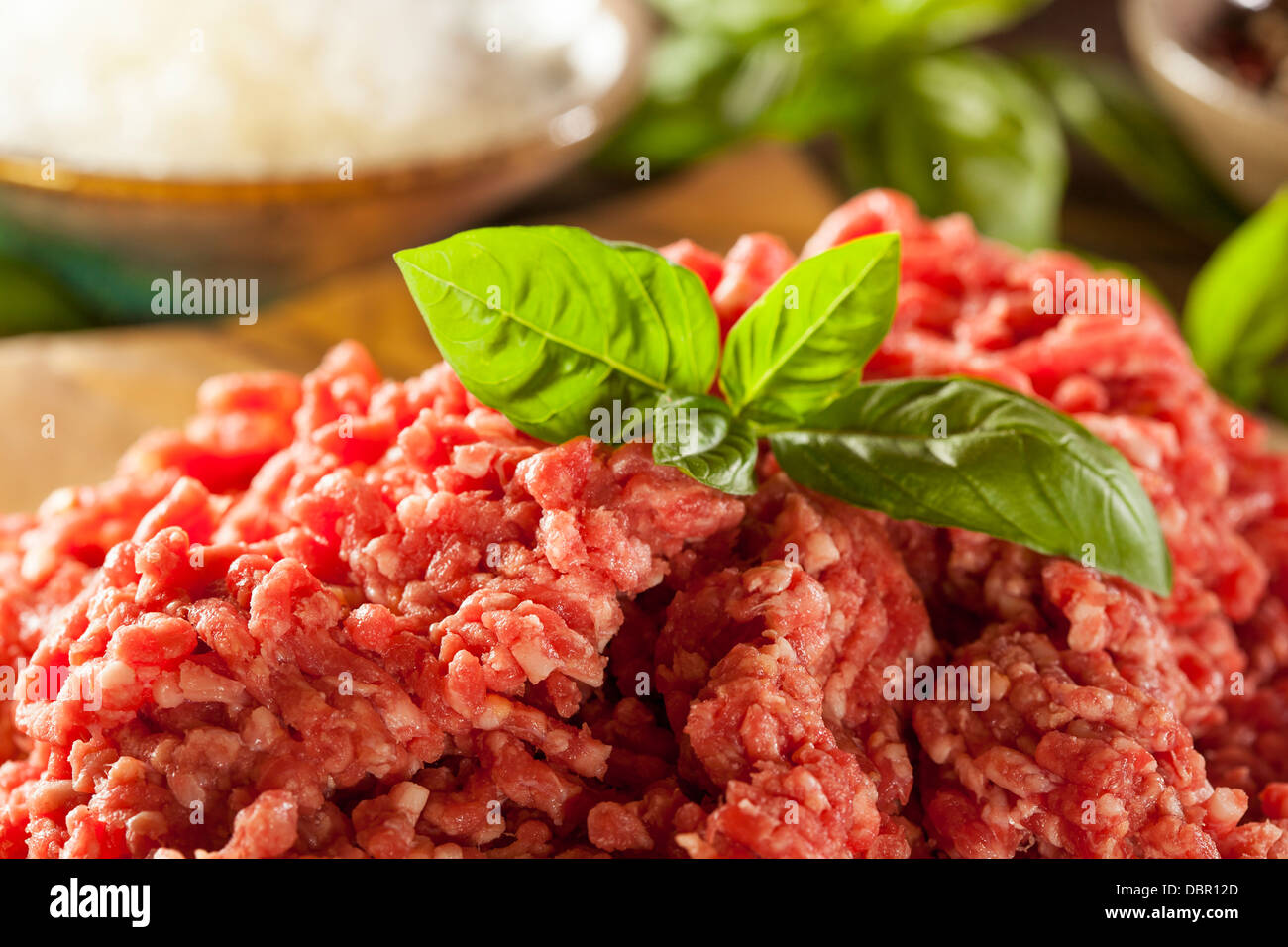 Organic Raw Grass Fed Ground Beef on Butcher Paper Stock Photo Alamy