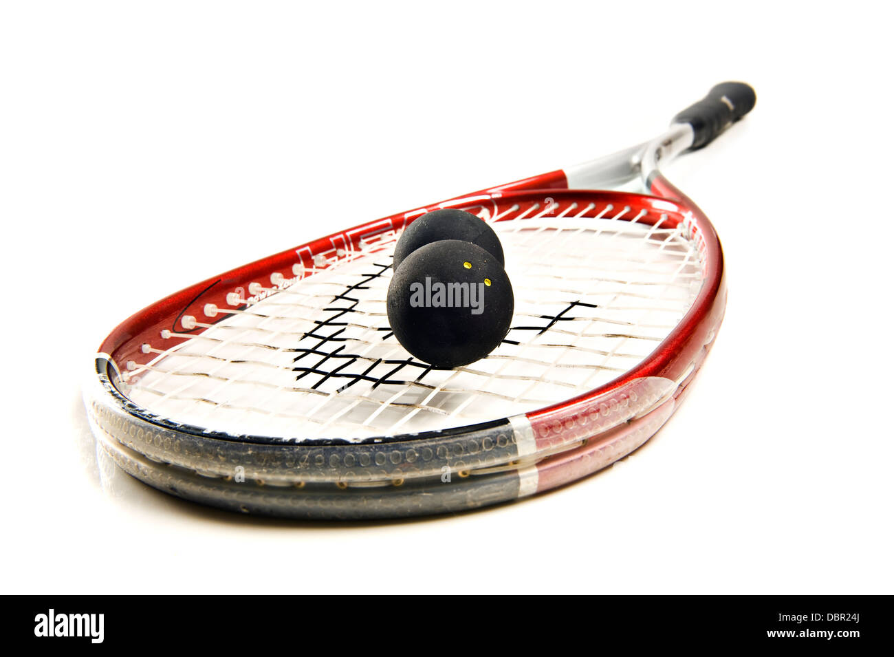 Red squash racket with balls Stock Photo Alamy