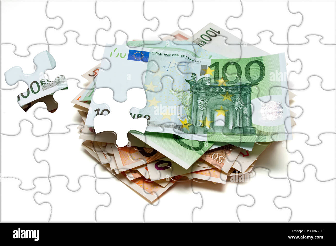 Euro banknotes.Puzzle picture Stock Photo