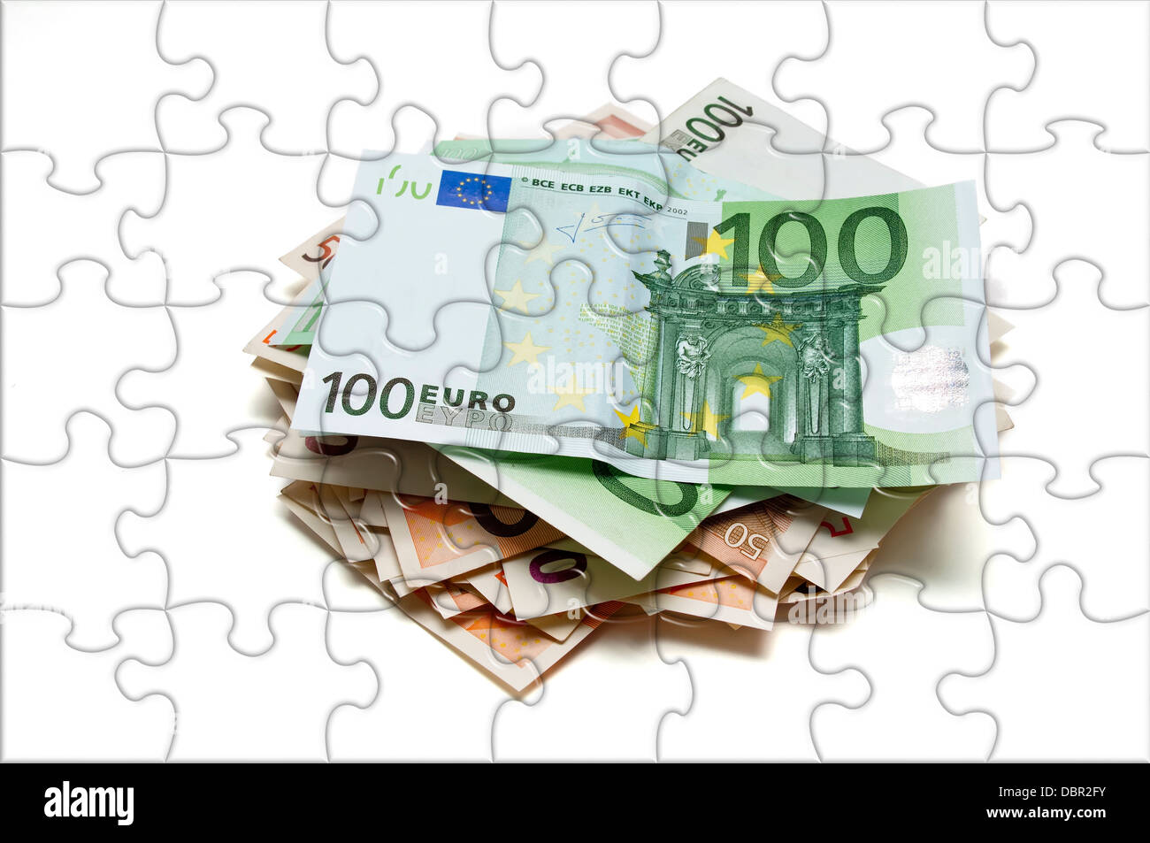 Euro banknotes.Puzzle picture Stock Photo