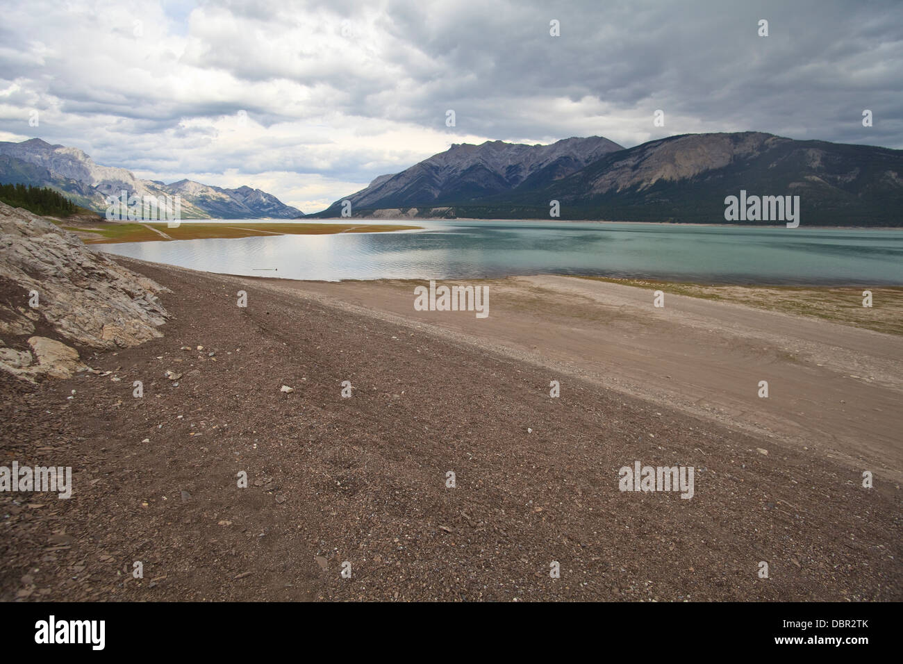 Lake Flats behind Big Horn Dam, Alberta Stock Photo
