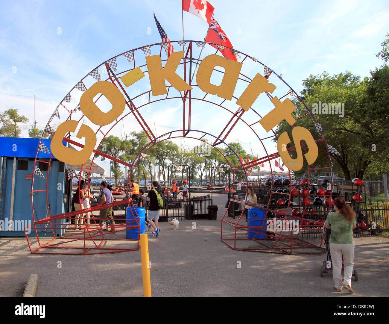 Go-karts entrance at a circuit on the Lake Ontario in Toronto, Canada Stock Photo