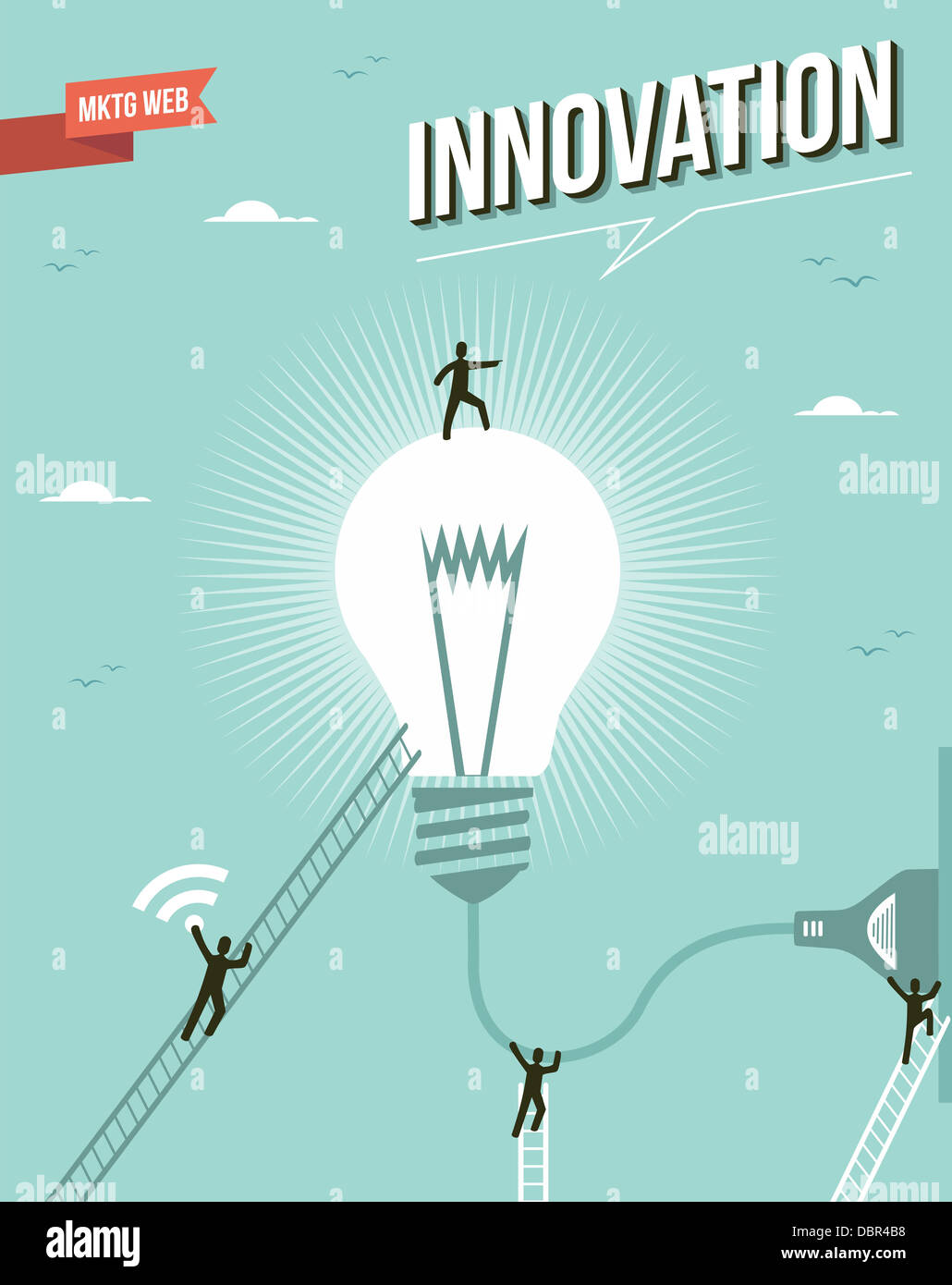 Innovation light bulb idea marketing concept illustration. This vector ...