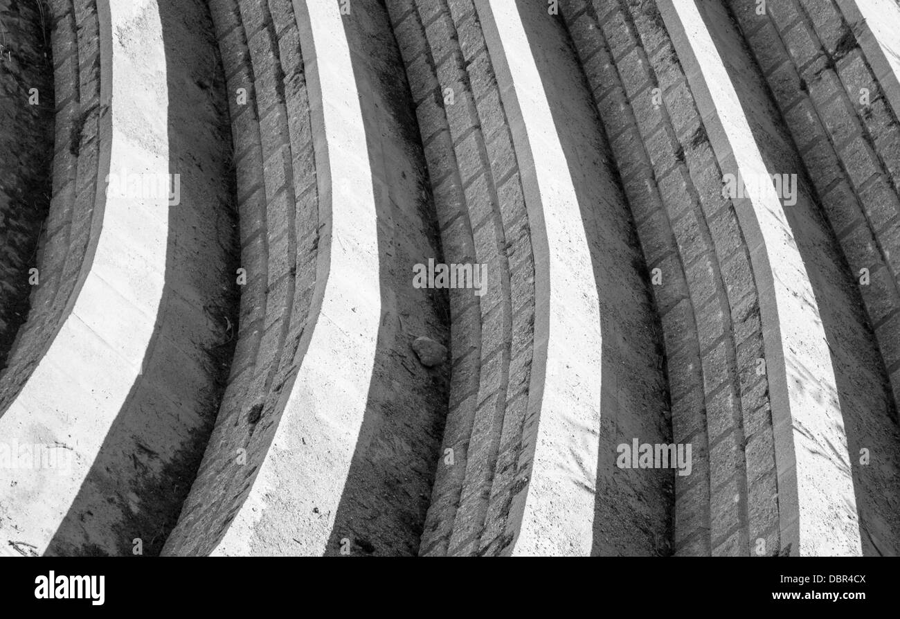 Stairs of an outdoor amphitheater, black and withe Stock Photo