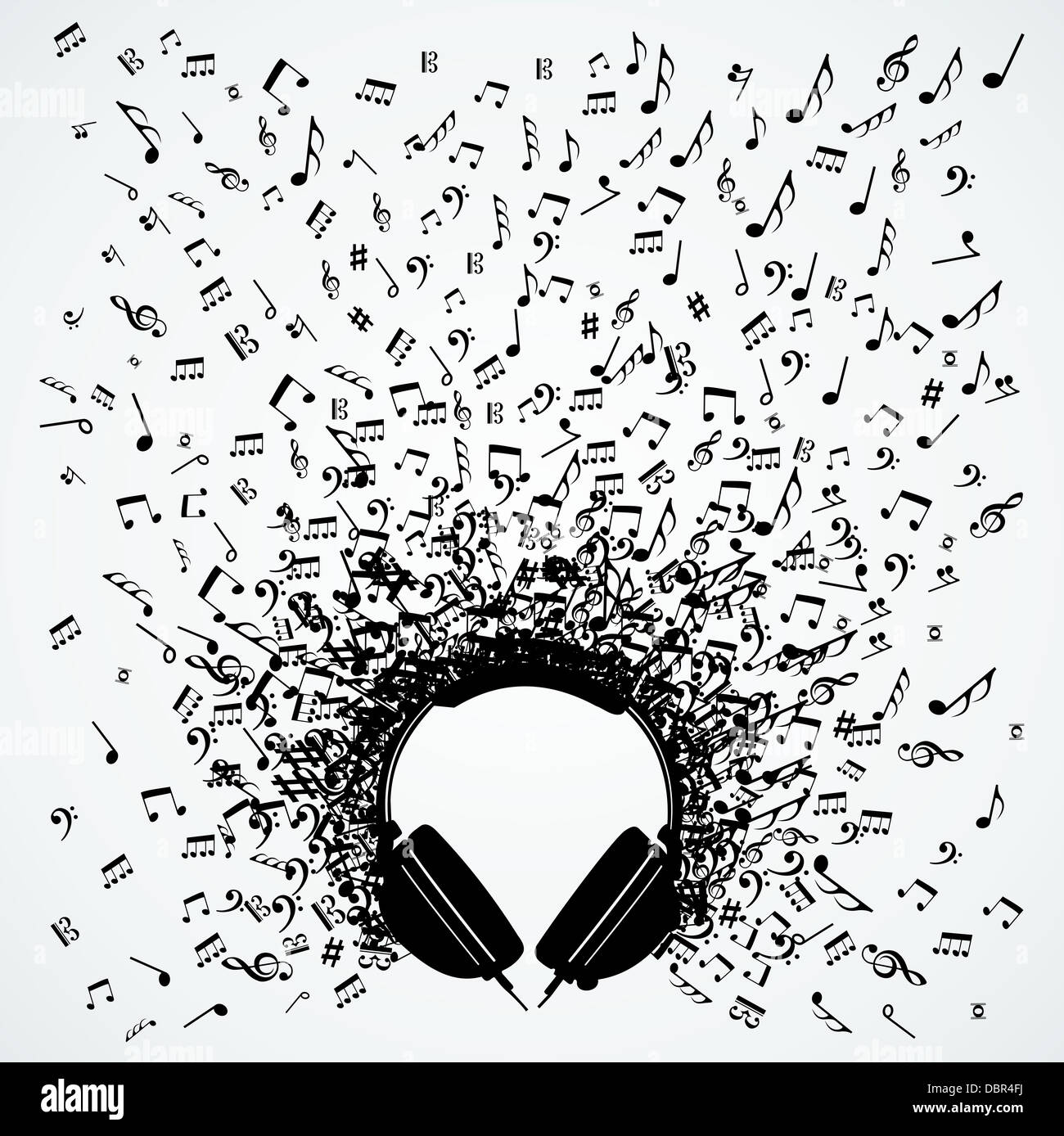 Dj headphones random music notes splash illustration. Vector file layered  for easy manipulation and custom coloring Stock Photo - Alamy