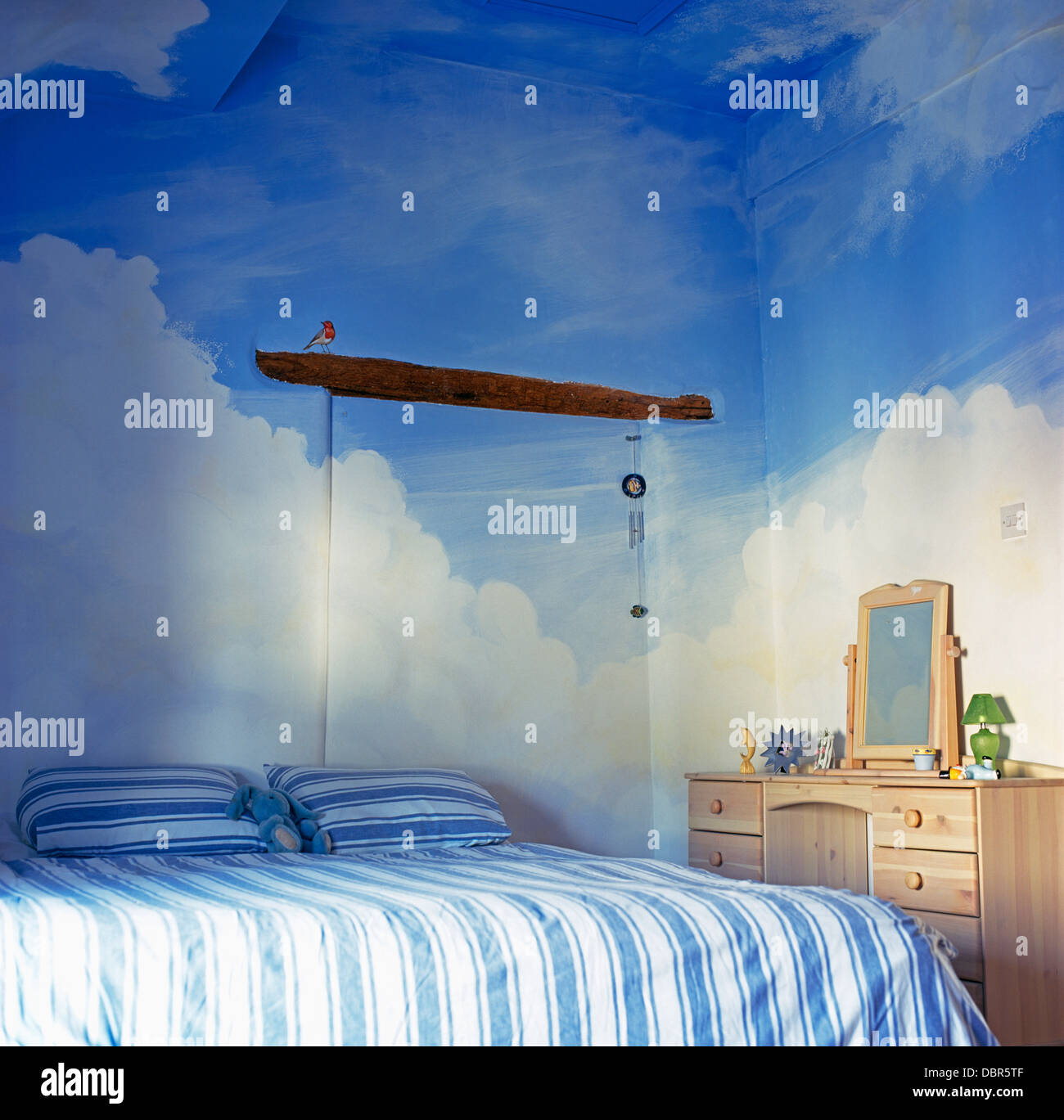 Trompe L Oeil Blue Sky And Clouds Painted On Walls And Ceiling Of