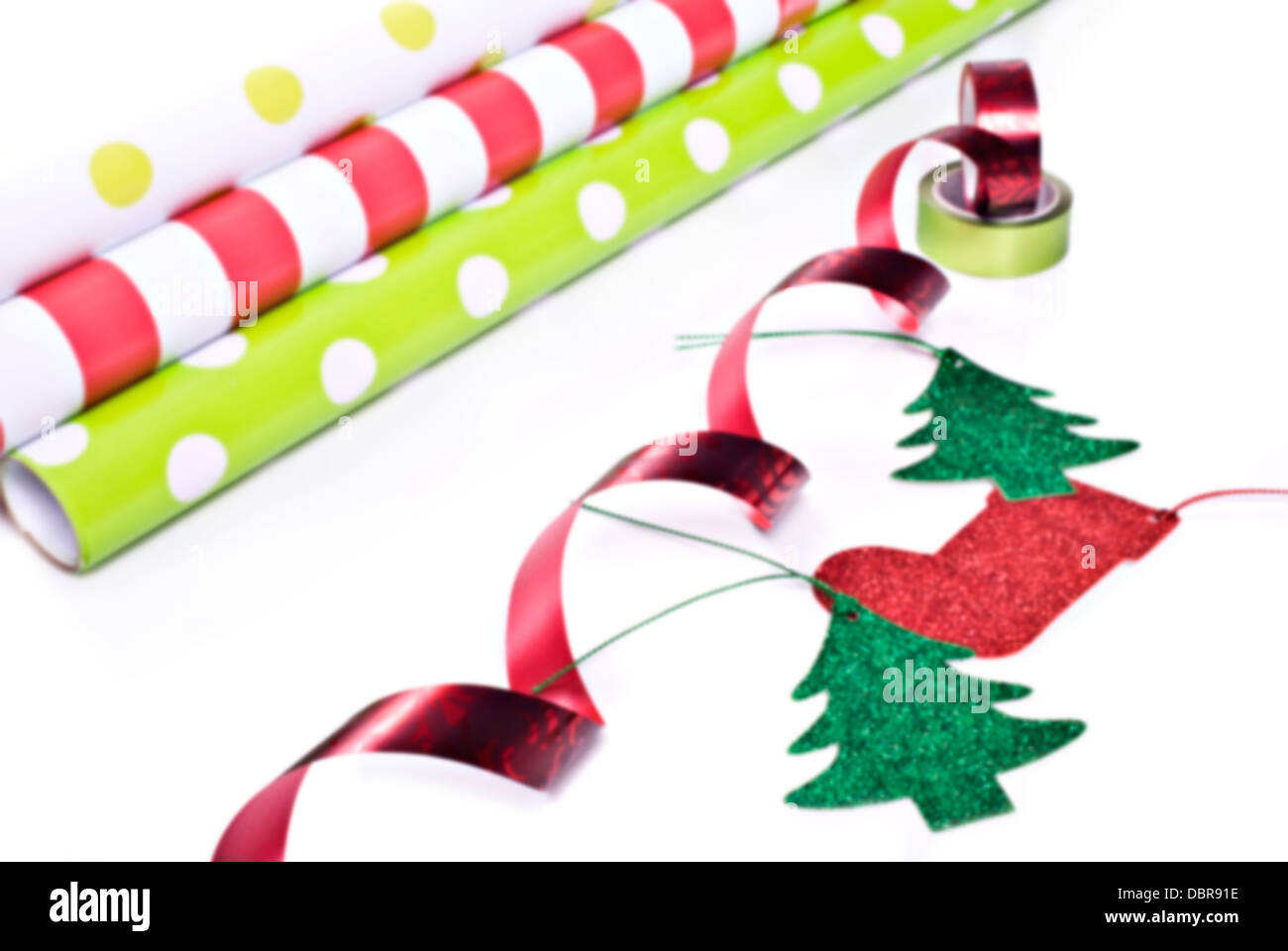 Christmas wrapping paper and ribbon Stock Photo Alamy
