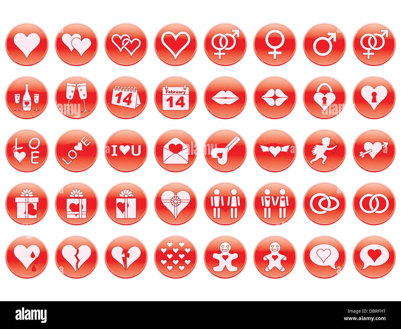 set of round Day of Valentine icons Stock Photo - Alamy