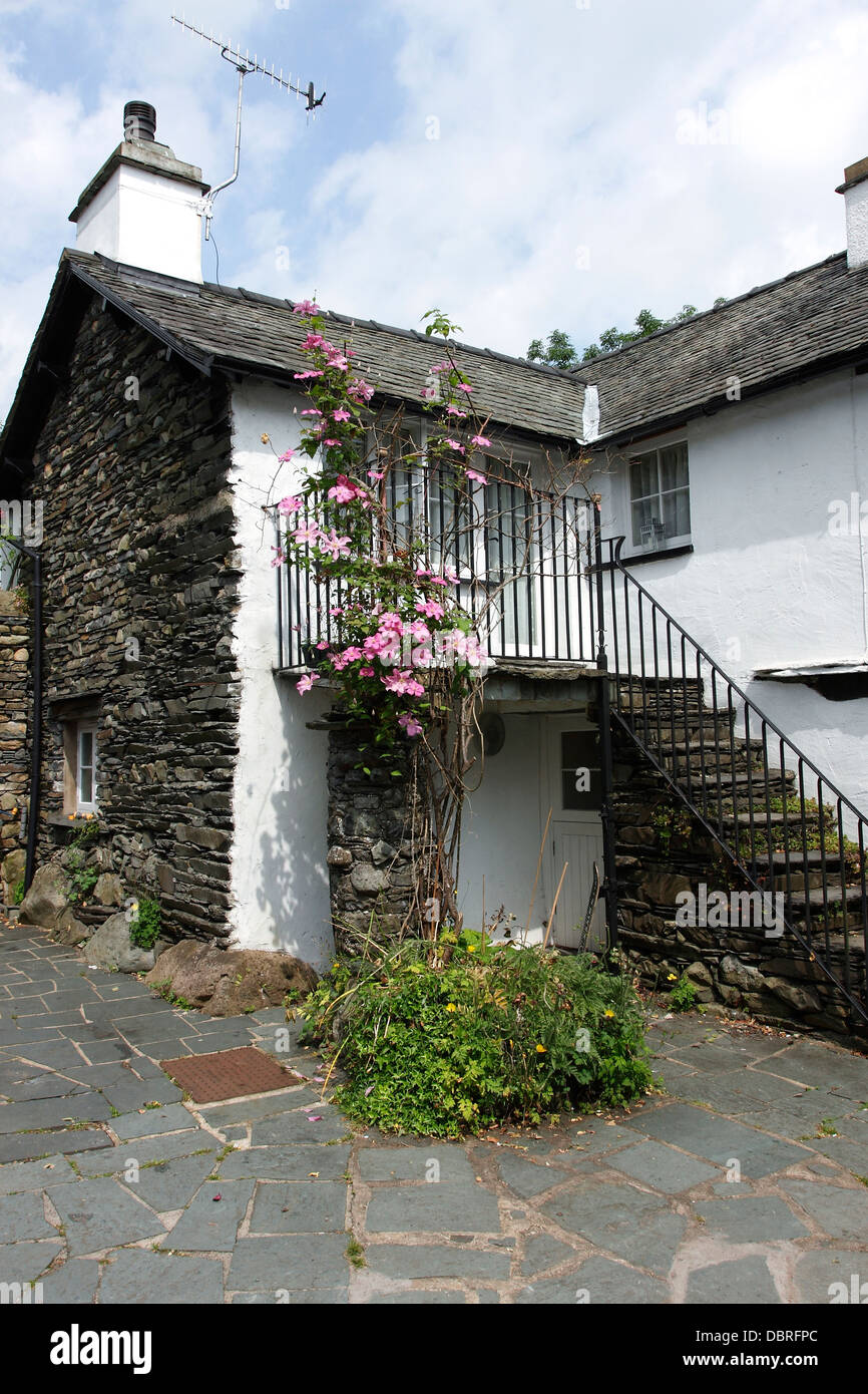 A picturesque cottage in the small Lakeland town of Hawkshead, in Northern England. Stock Photo