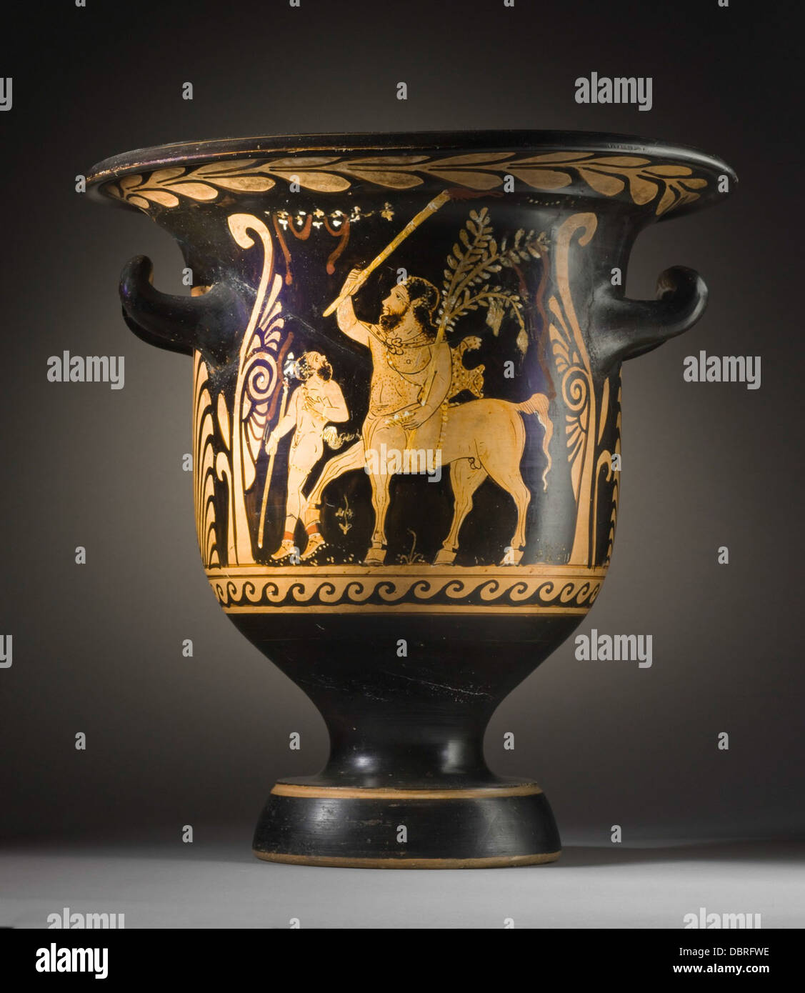 Bell-Krater with (A) the Centaur Chiron Accompanied by a Satyr and (B) Two Youths 50.8.40 (1 of 2) Stock Photo