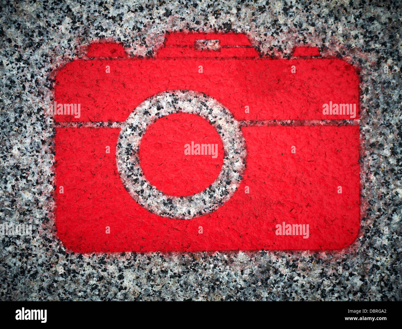 Red camera sprayed on pavement in Liverpool UK Stock Photo Alamy