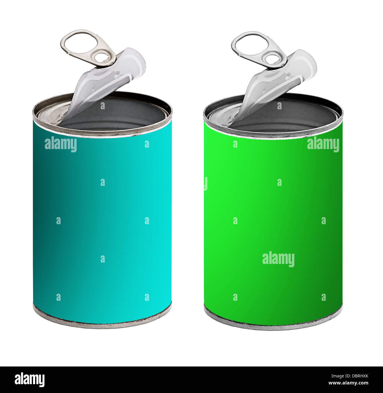 Open tin cans, white background Stock Photo Alamy