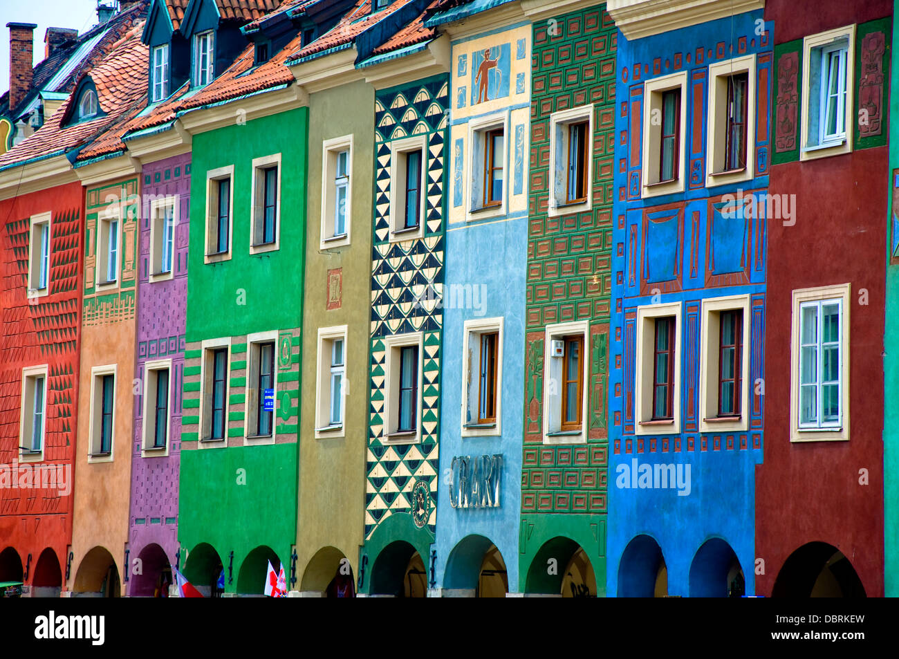 Colourful Houses, Poznan, Poland Stock Photo