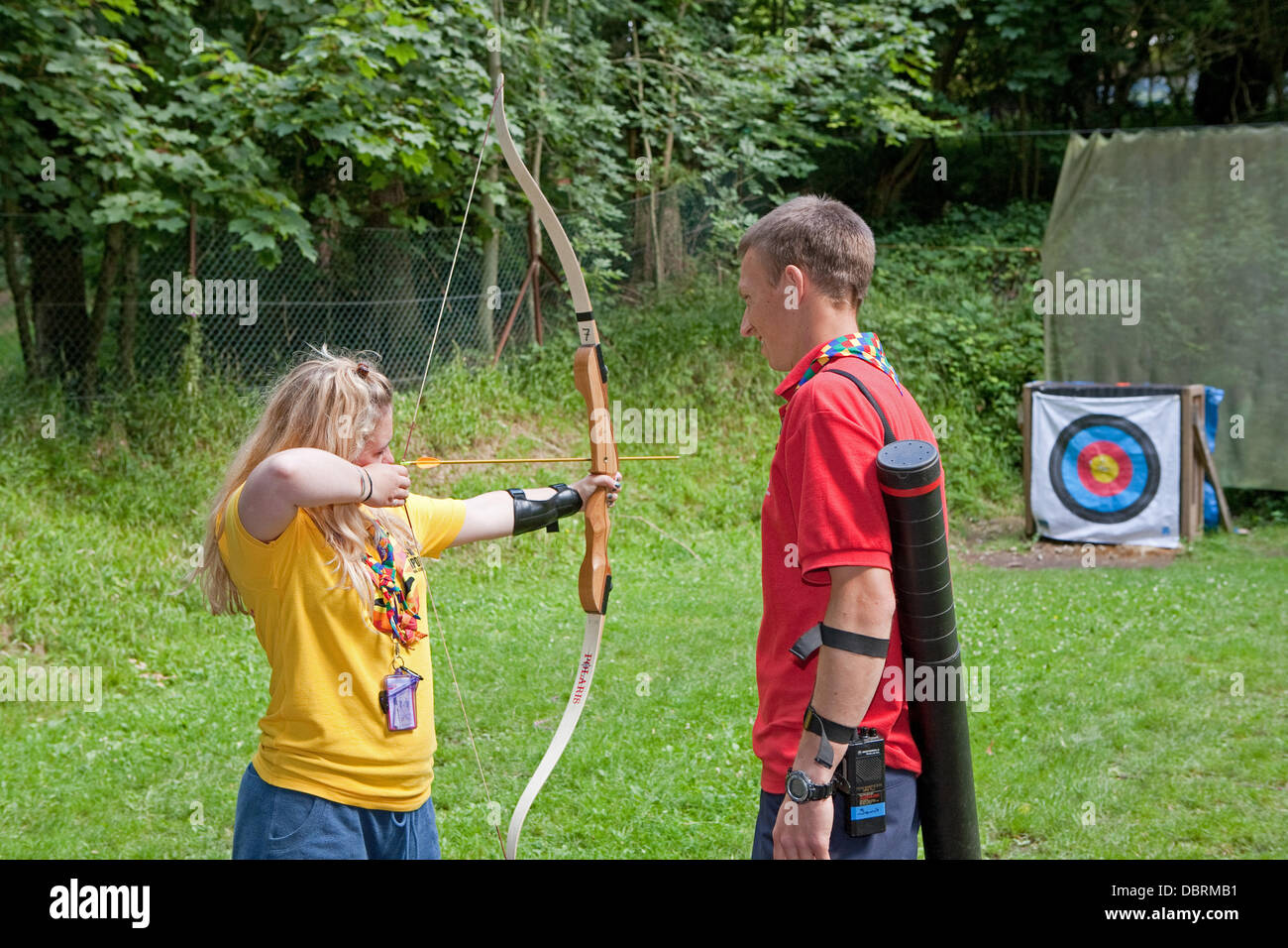 Downe, UK. 3rd August 2013. Enjoying archery at Campdowne 2013 in Downe scout Activity Centre