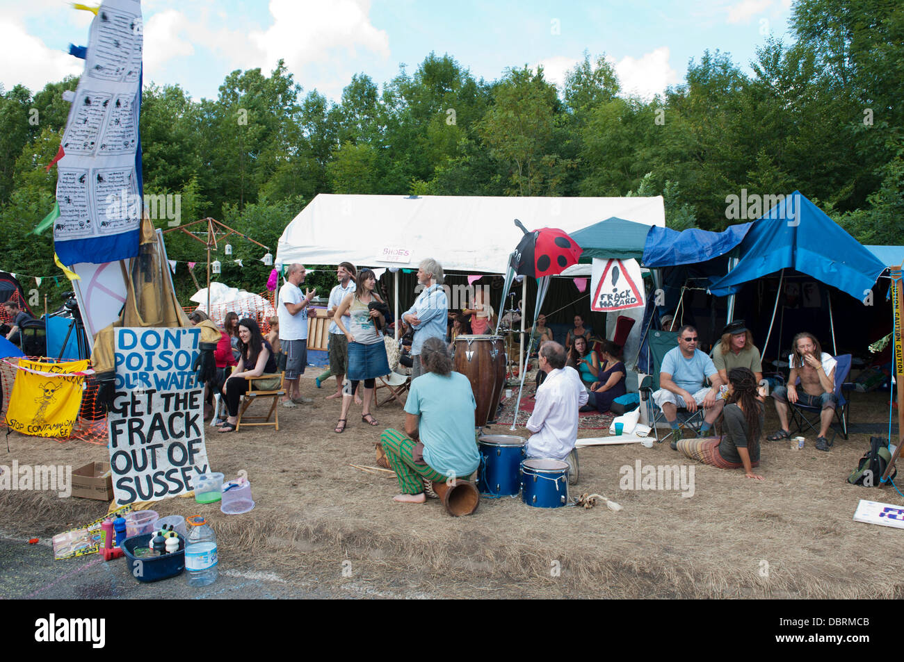 Balcombe, West Sussex, UK. 03rd Aug, 2013. Protesters against Fracking and Cuadrilla's exploratory drilling for oil and gas in Balcombe, Sussex, Credit:  Prixnews/Alamy Live News Stock Photo