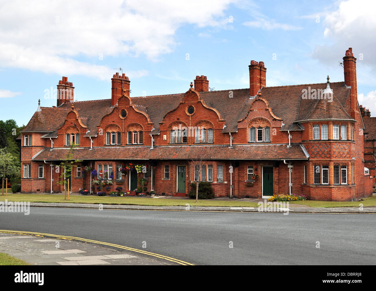 A row of homes in Port Sunlight, Merseyside, UK Stock Photo