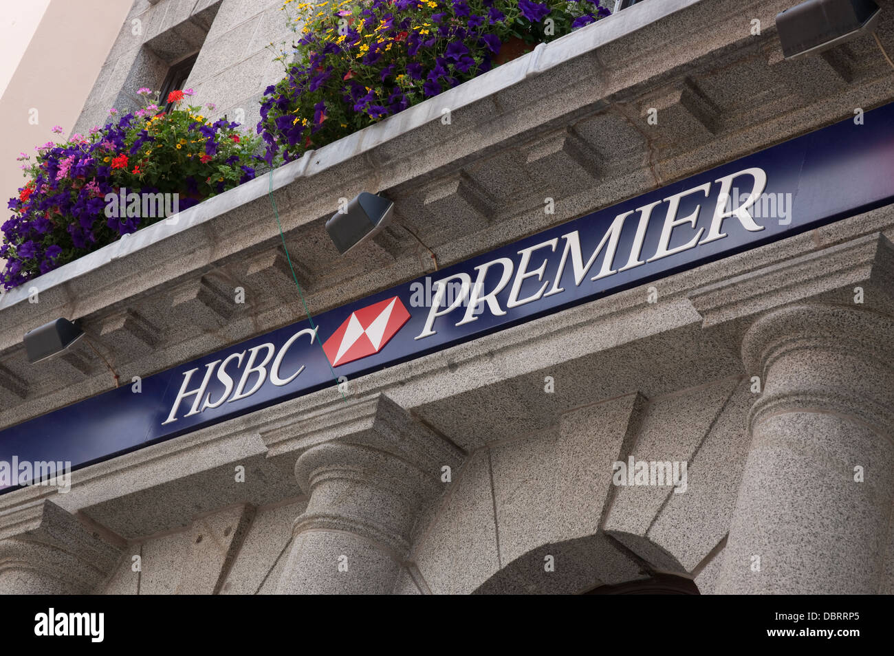 HSBC Premier Bank Sign, St Peter Port, Guernsey Stock Photo