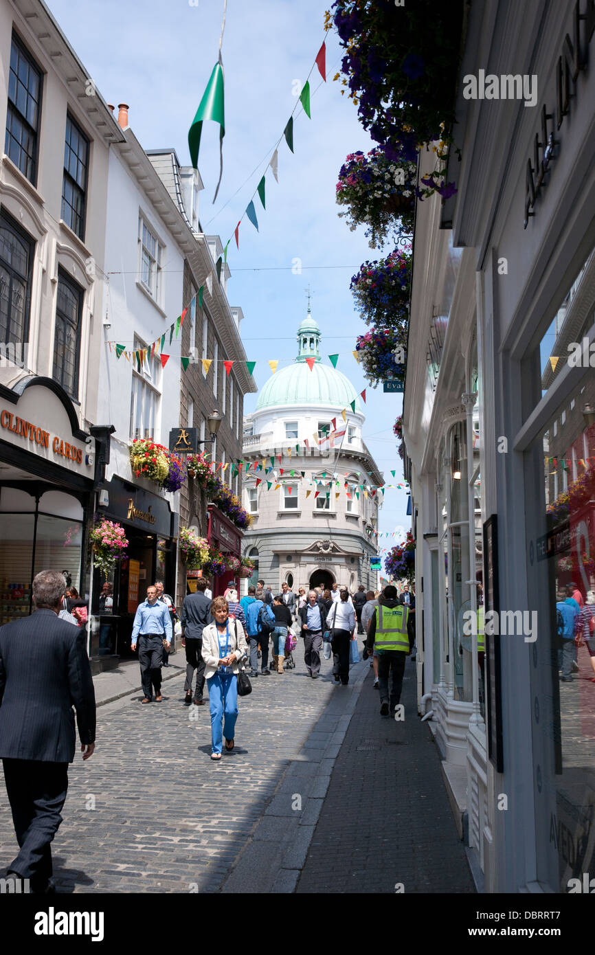 St Peter Port High Street and Shopping, Guernsey, Channel Islands Stock