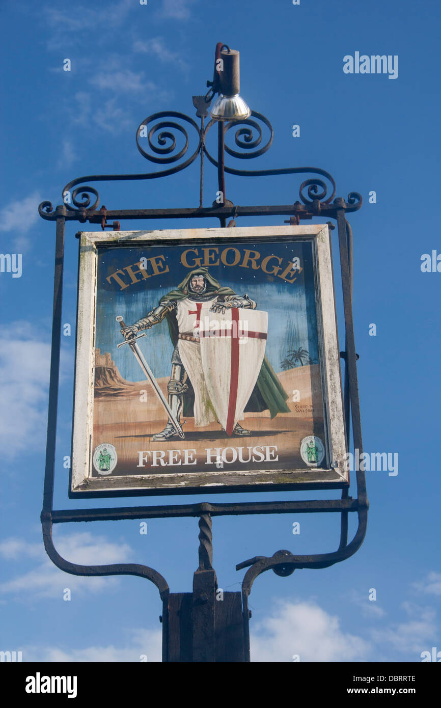 The George pub sign Little Hallingbury Essex England UK Stock Photo