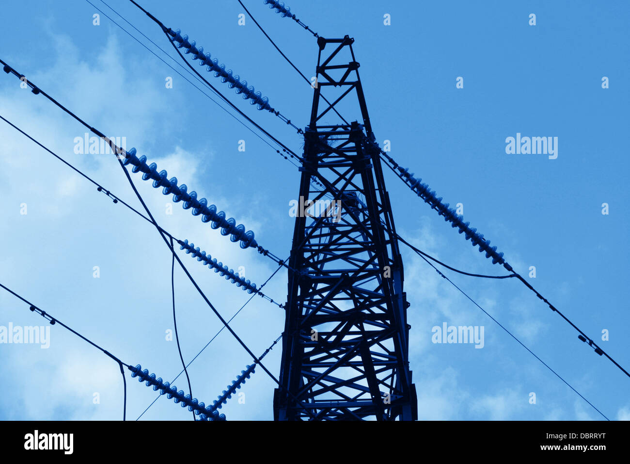 Transmission power line voltage energy Stock Photo Alamy