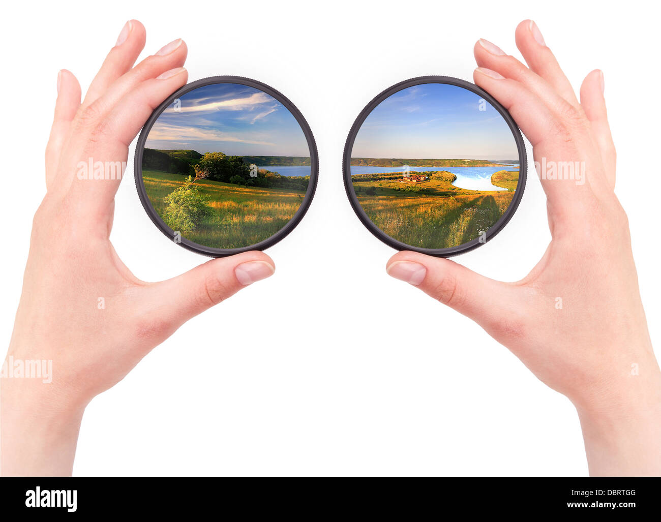 beautiful landscape throw camera filter isolated on a white background ...