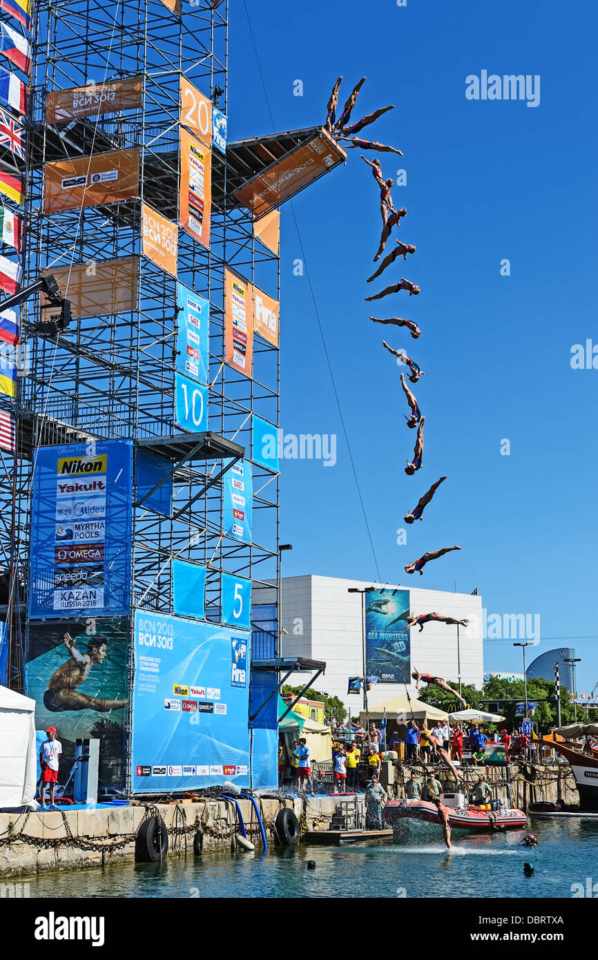 Ukraine's Diana Tomilina competes at the women's High Diving Final at