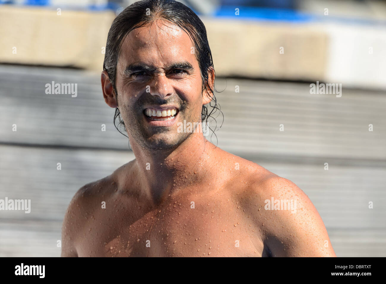 Colombia's Orlando Duque, winner of the men's High Diving Final at the