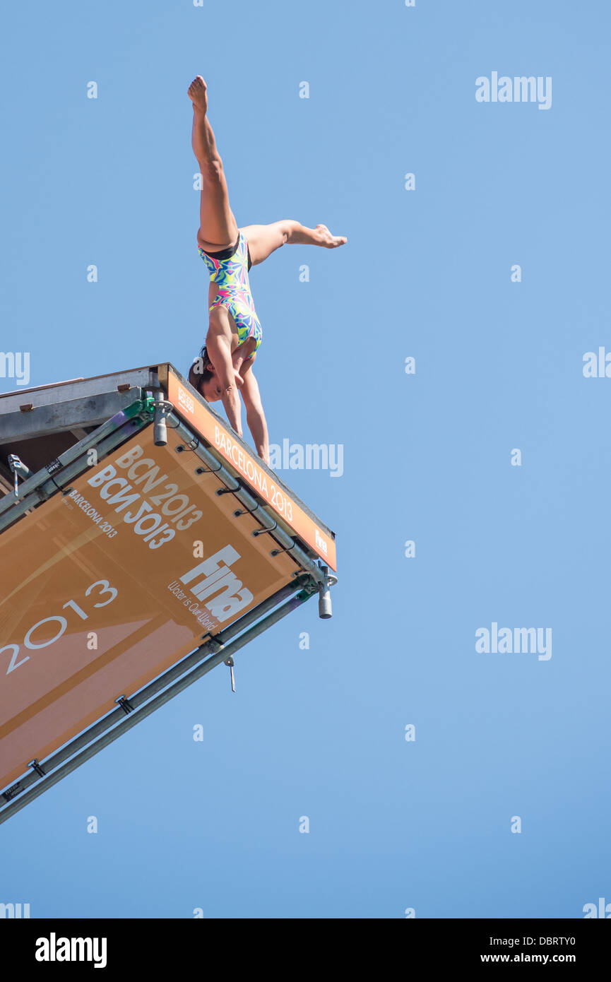 Germany's Anna Bader on the 20m platform at the women's High Diving