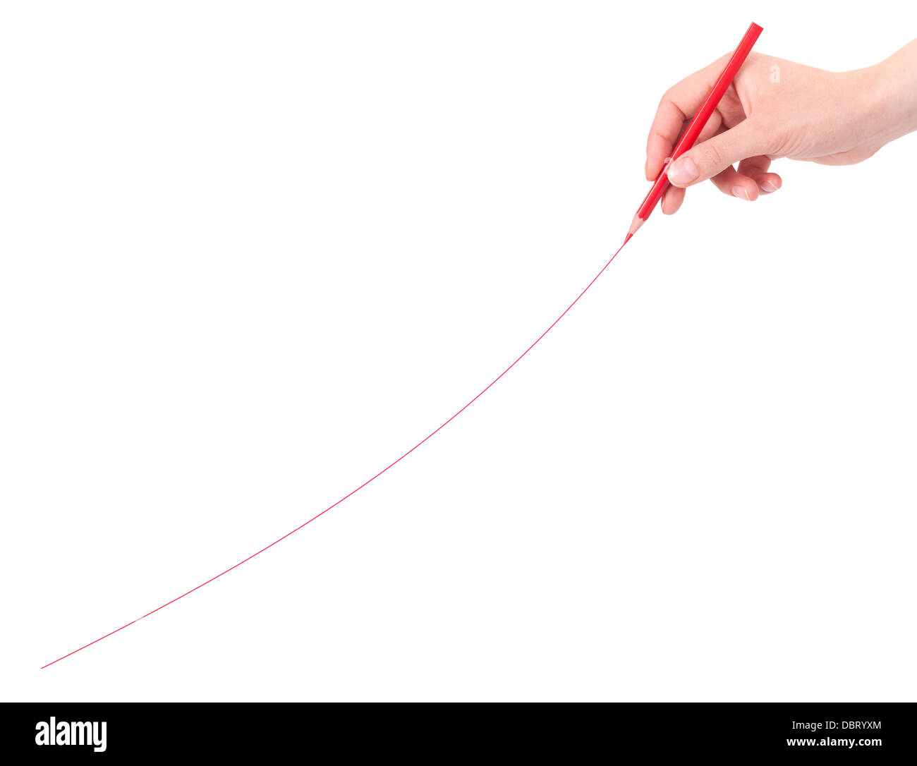 Hand drawing red line with pencil isolated on a white background Stock