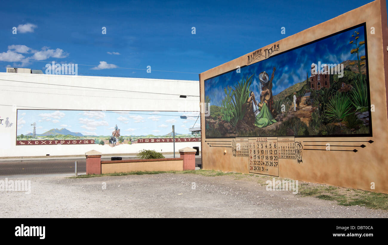 Mural painting in Alpine, Texas, depicting a scene taking place in ...