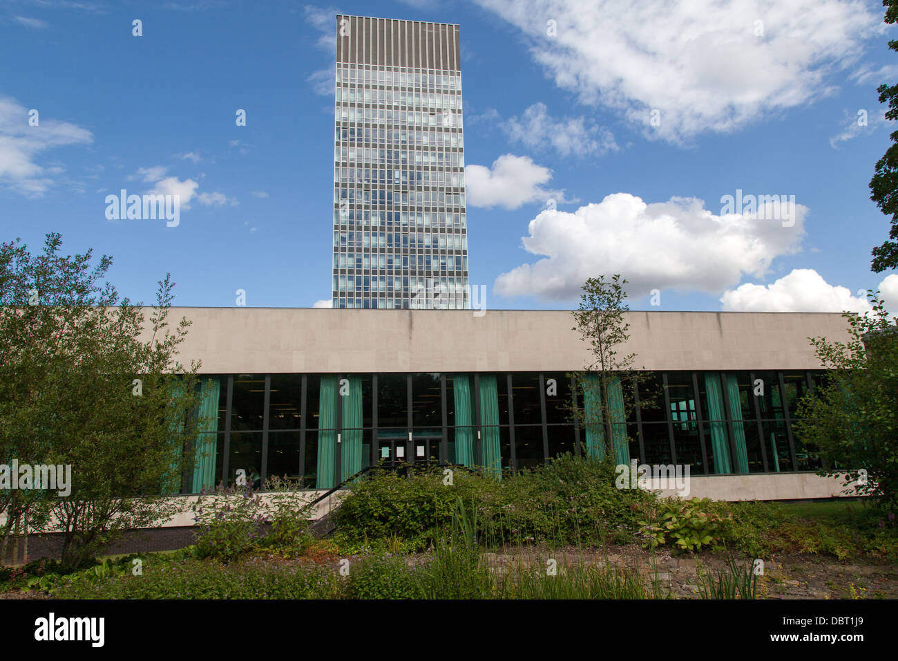 The Arts Tower and University library of Sheffield University from